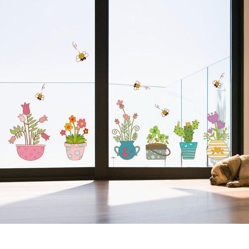 Sticker Pot Plant Flower Bee Wall Stickers for Kids Rooms Baby Room Nursery Bedroom Kitchen