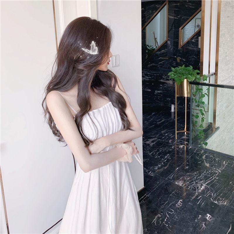 White Suspender Dress Female Summer French Retro Niche First Love Temperament Over The Knee Long Dress