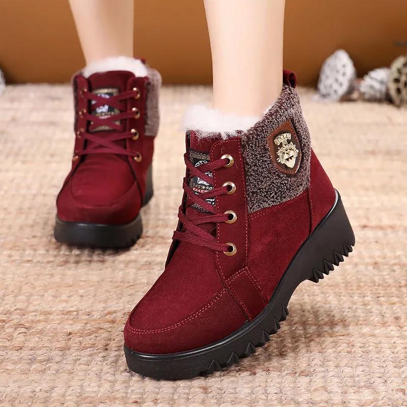Winter Thick Warm Cotton Shoes Anti-slip Waterproof and Velvet Snow Flat Shoes