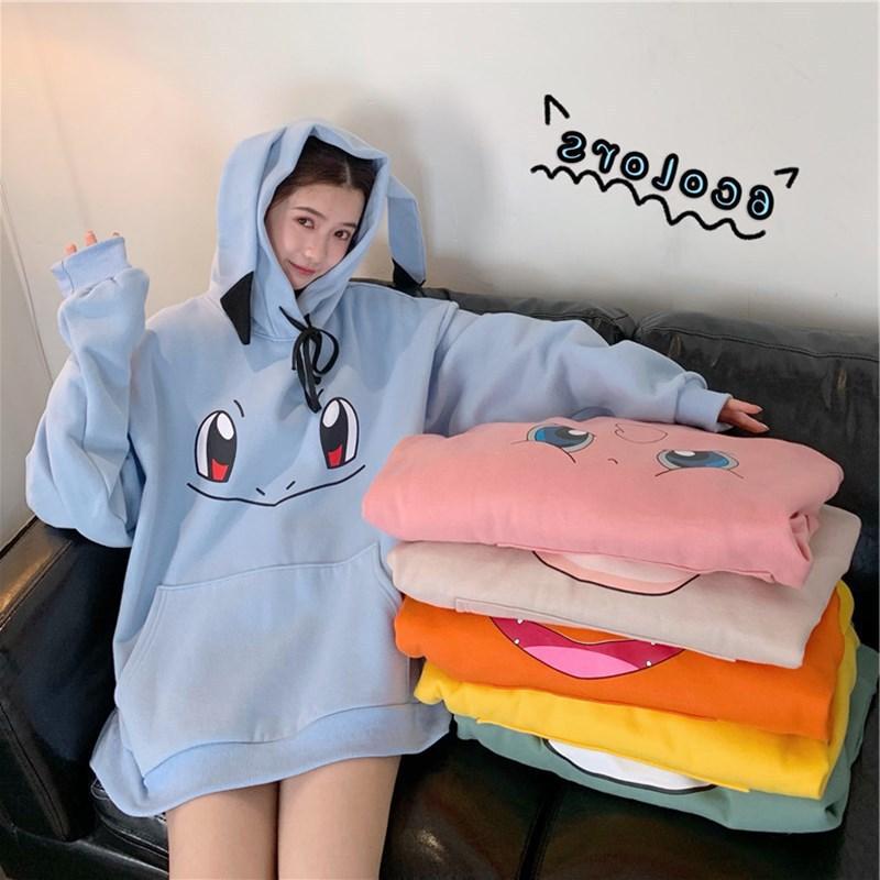 Scione Pokemon Hoodies Women Girls Harajuku Long Sleeve Japan Hoodie Cute Cartoon Hoodie Men Womens