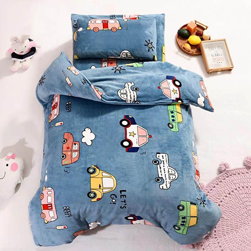 Milk Velvet Kindergarten Quilt Lunch Break Three-piece Set Thickened Children's Small Quilt Autumn and Winter Plus Velvet Soft Quilt Bed Set