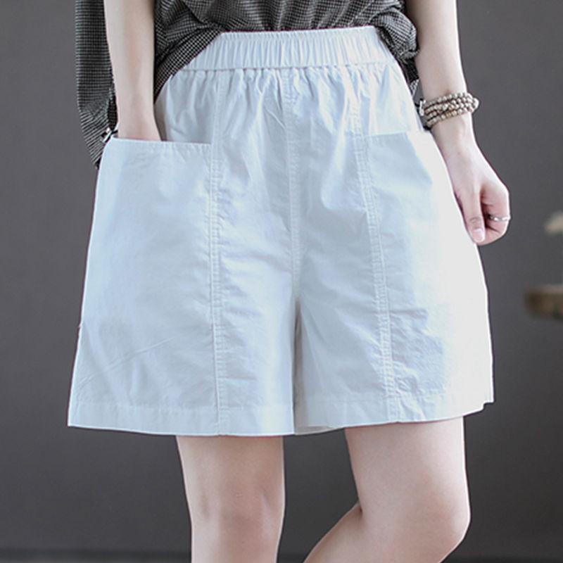 100% Cotton Shorts Women's Summer High Waist All-match Loose Five-point Casual Wide-leg Pants