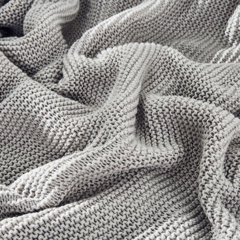 Nordic Plain Knitted Blanket Fringed Sofa Blanket Coarse Thread Nap Blanket
