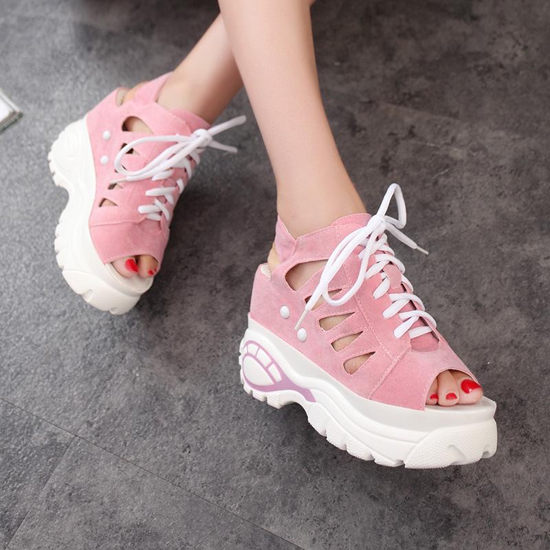 MakeWishes Women Slope with Water-proof Platform Shoes Womens Wisp of Air-permeable Fish-mouth Shoes