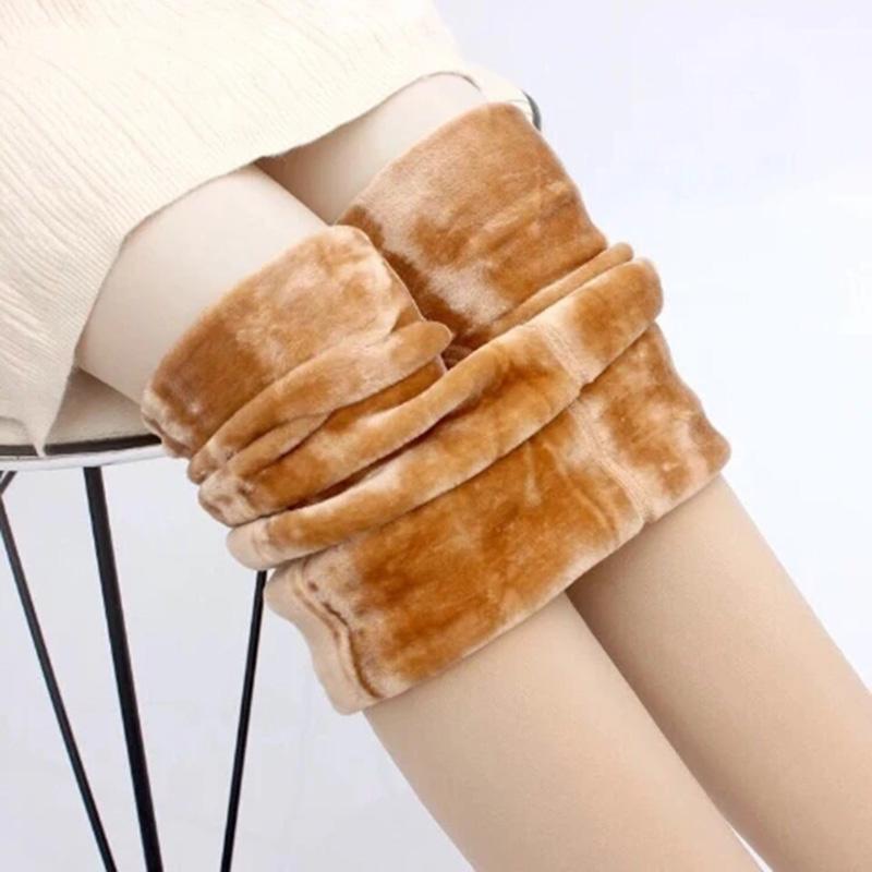 Ladies Winter Plus Velvet Thickening Leggings Light-legged Artifact Outer Wear Thermal Trousers Thin Legs Slightly Pressed Warm Elastic Leggings