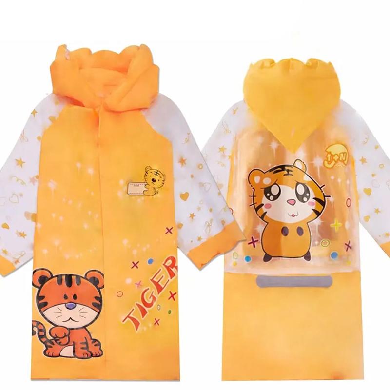 Rain Coat for Kid Reflective Stripe Pink Rabbit Lovely Raincoats Girl Boy Windproof Hooded Cartoon Printed Waterproof Clothed Child Suit 100-160cm
