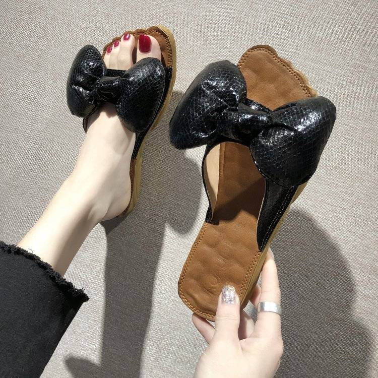 Women's Fashion Slippers Bowknot Design Slippers Lightweight Casual Flat Shoes Soft Soled Shoes
