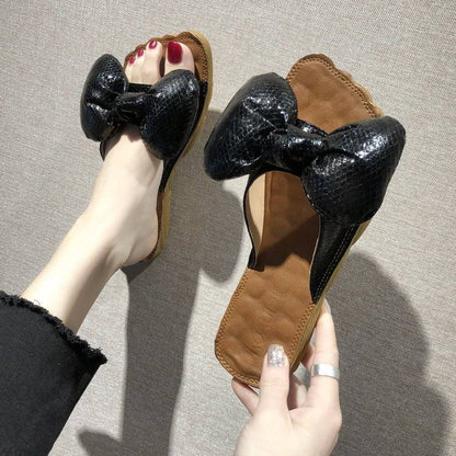 Women's Fashion Slippers Bowknot Design Slippers Lightweight Casual Flat Shoes Soft Soled Shoes