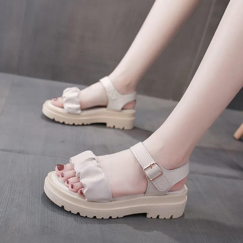 Sandals Women's Summer Comfortable Soft Leather Outer Wear Non-slip All-match Flat Women's Shoes Simple Casual Roman Shoes