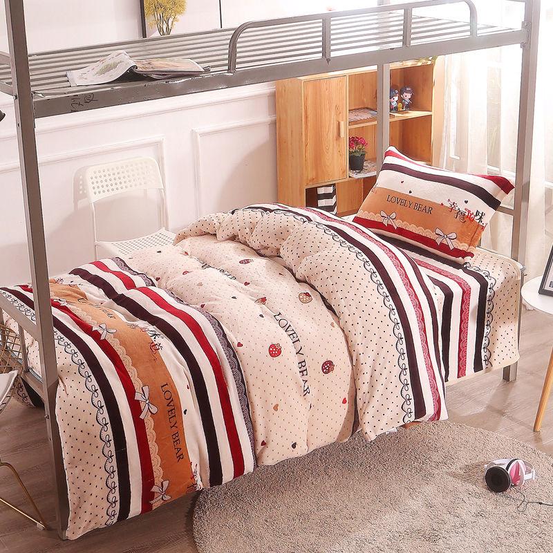 Three-piece Velvet Thick Flannel Winter Double-sided Fleece Bed Sheet Quilt Cover Pillowcase Single Bed Set