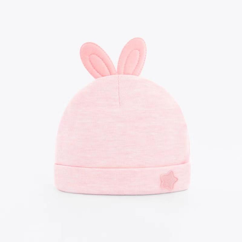 1-6M Cartoon 3D Bear Rabbit Ears Hat Baby Pure Cotton Hat Autumn Winter Thick Warm Cap Infant Newborn Comfortable Breathable Cute Beret Hat Sun Hat