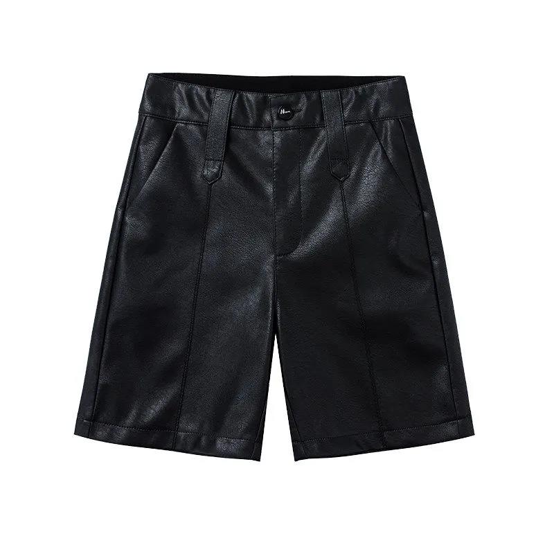 PU Leather Shorts Women's Autumn and Winter Models, High Waist, Slim Fashion, Casual Straight Five-point Leather Shorts, Women