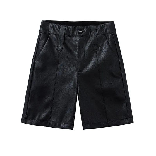 PU Leather Shorts Women's Autumn and Winter Models, High Waist, Slim Fashion, Casual Straight Five-point Leather Shorts, Women
