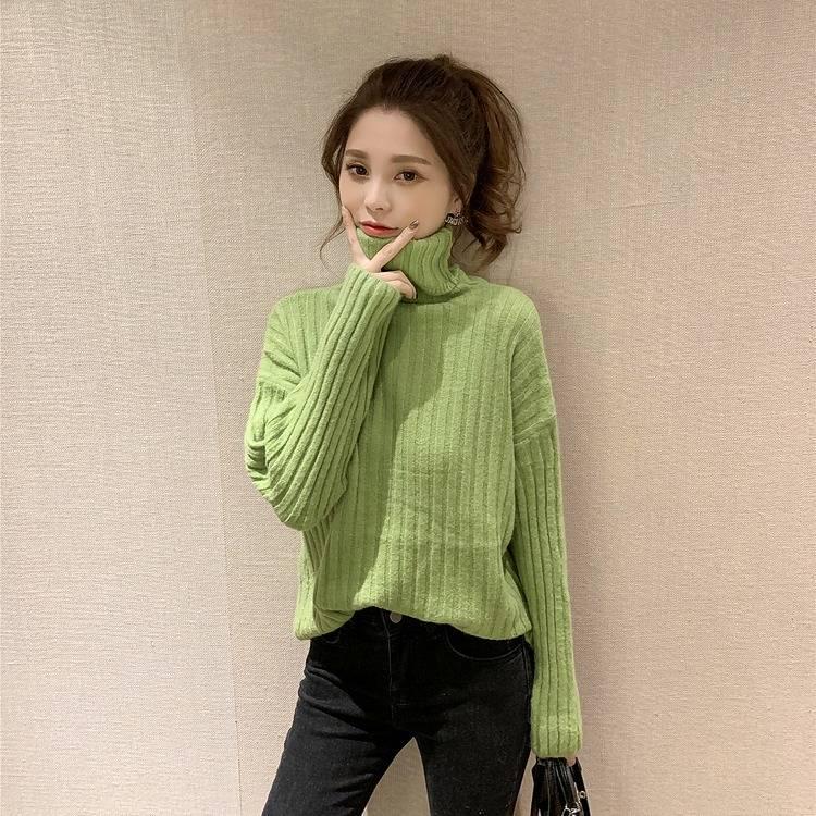 Winter Women's Sweater Loose Turtleneck Long-sleeved Knitted Pullover Thickened Sweater