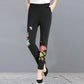 High-waist Leggings Women's Outer Wear Stretch Pants Plus Size Pants Ethnic Style Embroidery Slim-fitting Pants