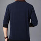 Middle-aged Aged Men's Dot Collar Printed Lapel Polo Shirt Loose T-Shirt Top Long Sleeve Shirt Bottoming Shirt Spring and Autumn