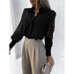 Elegant Long Sleeve Shirts Women Lapel Button Office Lady Top White Women's Sexy Embroidery Hollow Out Lace Blouse Streetwear Temperament Summer Top