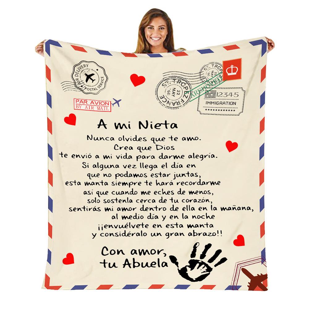 Flannel Throw Blanket Letter Printed 3D Letter Printing Envelope Blanket  Home Flannel Message Blanket
