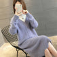 Mid-length Half Turtleneck Sweater Autumn and Winter Plus Velvet Padded Base Shirt Over-the-knee Warm Dress
