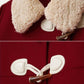 Autumn and Winter Woolen Coat Dark Red Horn Button Lamb Wool Thick Woolen Coat Women's Mid-length Stand-up Collar Woolen Coat