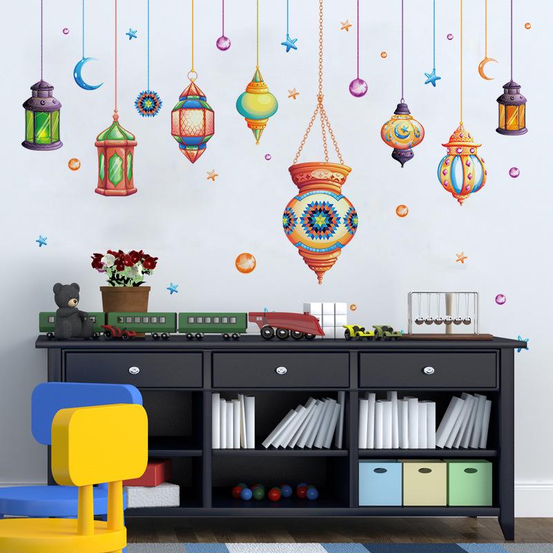 self-adhesive waterproof decoration removable wall stickers colorful chandelier cartoon wallpaper