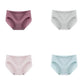 4Pcs/Set Sweet Girl Briefs Comfortable Breathable Cotton Underpants Women's Mid-waist Solid Color Seamless Panties