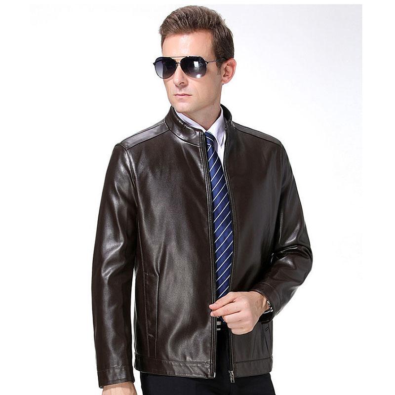 Leather Jacket Men's Leather Leather Jacket Autumn and Winter Sheep Leather Jacket Leather Sheepskin Men's Middle-aged and Elderly Jacket
