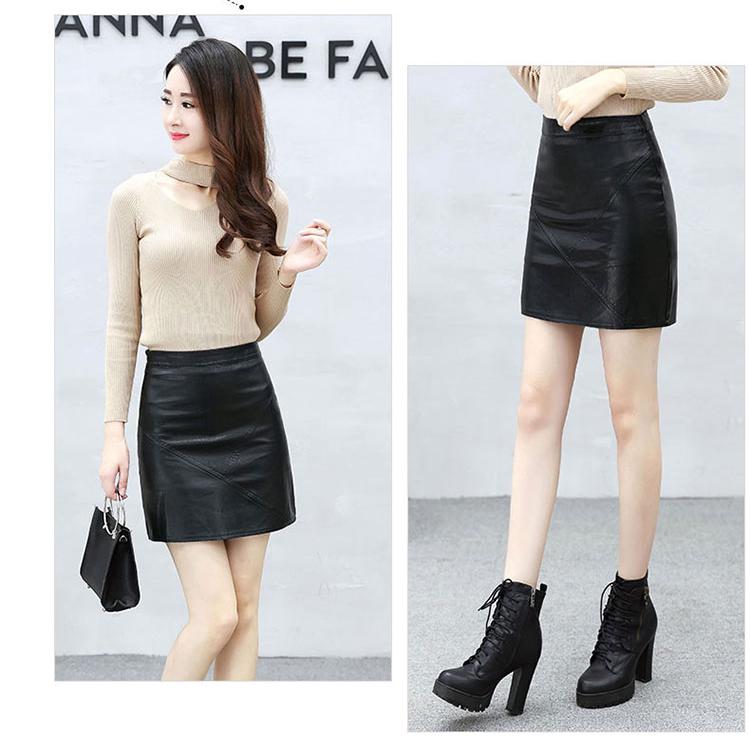 Skirt Womens Sexy Soft PU Leather High Waist Slim Pencil Bodycon Mini Skirt Lady Tight Stretch Skirt