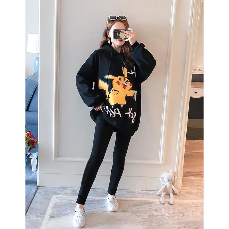 Maternity Suit Autumn and Winter Plus Velvet Thick Sweater Dress Mid-length Loose Large Size Winter Warm Top