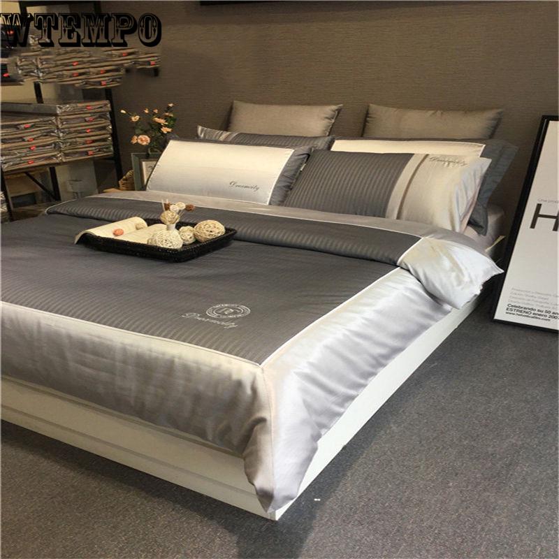 Duvet Cover Egyptian Cotton Silky Bed Set Bedclothes Summer Cool Imitated Silk Bedding Set