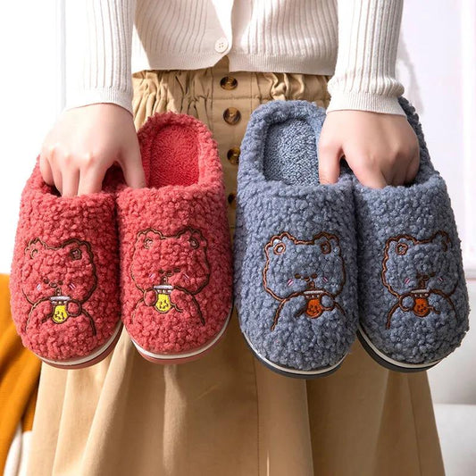 Winter Cotton Slippers for Men and Women Indoor Thick Bottom Couple Slippers Non-slip Soft Bottom Cotton Slippers