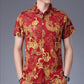 Summer Men's Short-sleeved Floral Shirt Young and Middle-aged Loose Large Size Casual Wear Dad Shirt