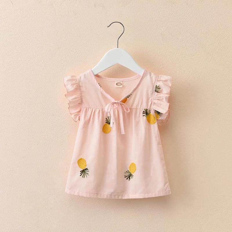 Girls' T-shirts Summer Clothes Girls Half Sleeves Children's Clothes Western Style Children's Shirts Cotton Tops