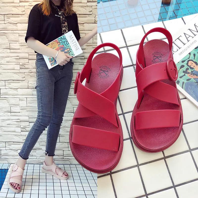 Solid Color Soft-soled Sandals Women's Summer Outer Wear Non-slip Wear-resistant Sandals