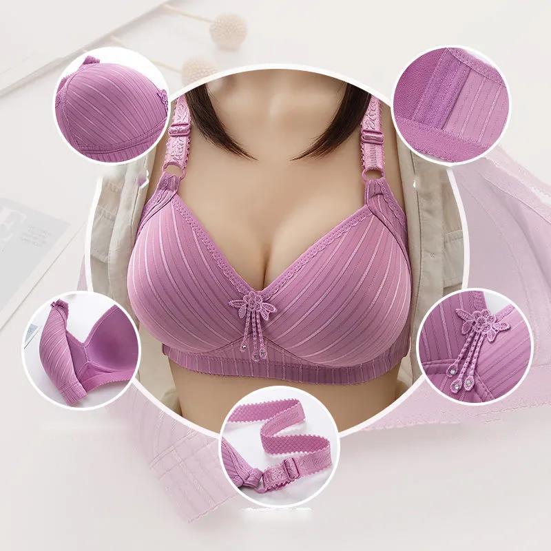 Large Size Bra No Steel Ring Underwear Women Gather Big Breasts Show Small Thin Anti-sagging Beautiful Back Sexy Breastfeeding Bra
