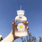 2 Lids Cute 500ml Daisy Clear / Frosted Borosilicate Glass Water Bottle | BPA FREE | High Quality Food Grade Material | Gifts for Her