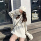 Pofulove Turtleneck Sweater Women Loose Students Long Thick Knit Velvet Bottoming Female Shirt