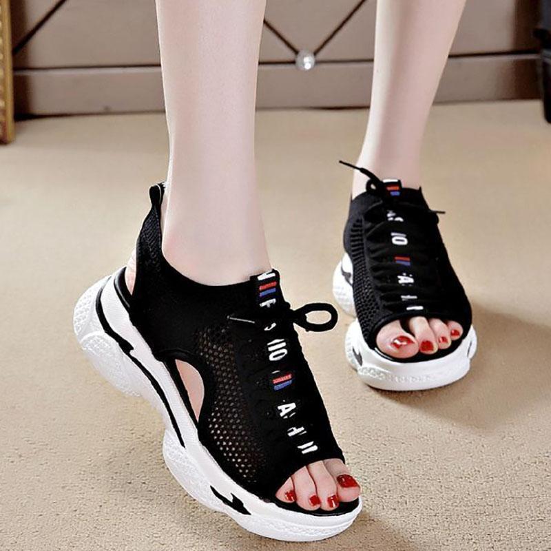 Women's Sports Sandals Summer Breathable and Comfortable Hollow Mesh Shoes All-match Platform Casual Shoes