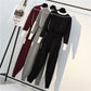 2pcs/set Knit 2 Piece Set Tracksuits Fall Winter Women Knit Pullover Sweater + Elastic Pants 2 Piece Set Sporting Suit Female