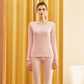 Women's Long Sleeve Cotton Thermal Underwear Round Neck Solid Color Bottoming Pajama Set Slim Fit Elastic Pants Two Piece Set Sleeping Suit