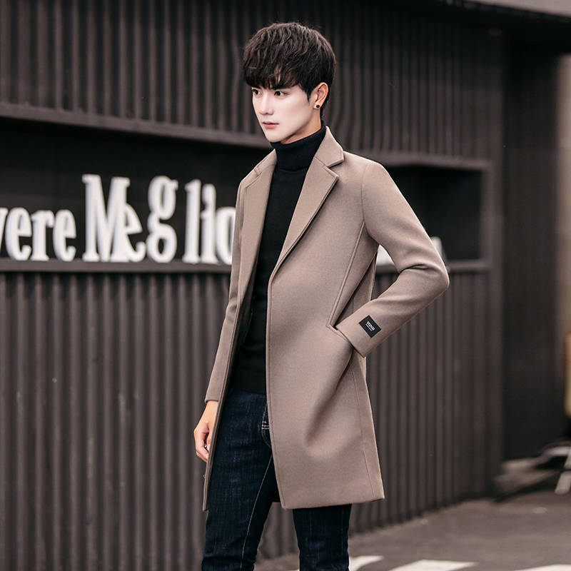 Men's Windbreaker 2021 Autumn and Winter Mid-length Windbreaker Casual Coat Men
