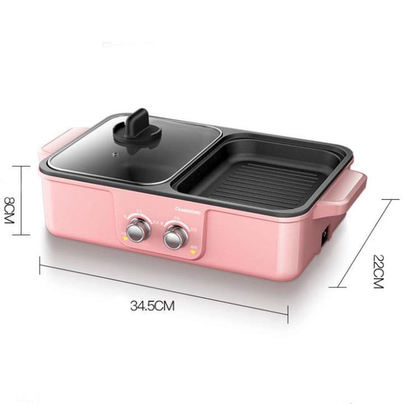 1300W 4 Person BBC Heat Pot Machine Fried Steak Pan Multi-purpose Grill Pan Smokeless Nonstick Pot for Family