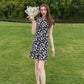 Little Daisy Cheongsam Improved Dress Short Floral Sexy Small Young Girl Daily Wear