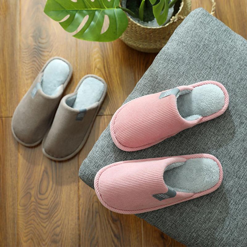 Winter Slippers for Women Thick Warm Plus Size Men Cotton Shoes Non Slip Casual Slide Lady Slipper Winter