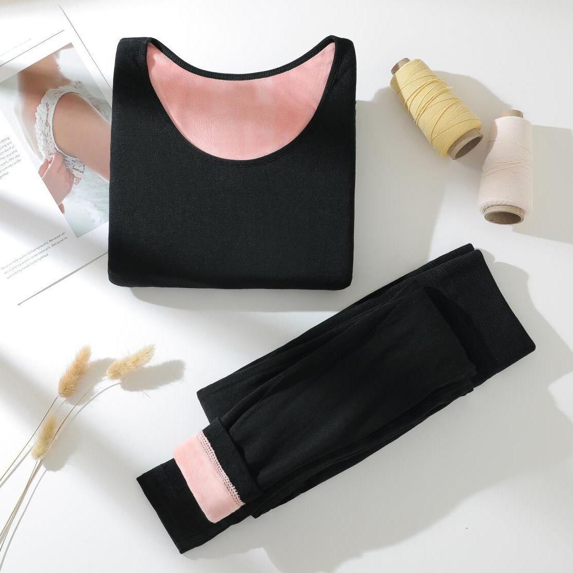 Thermal Underwear Thickening Plus Velvet Suit Ladies Beauty Lace Autumn Clothes Long Trousers Tight Bottoming Cotton Sweater Winter