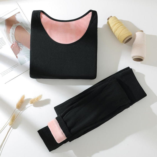 Thermal Underwear Thickening Plus Velvet Suit Ladies Beauty Lace Autumn Clothes Long Trousers Tight Bottoming Cotton Sweater Winter