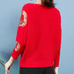 Outer Wear Loose Bat Sleeve Knit Sweater Large Size Lace Casual Sweater Spring and Autumn Print Top Coat