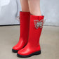 Children's Boots Autumn and Winter Girls' Plush Boots Large Size Solid Color Cartoon Butterfly Snow Boots