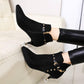 Autumn Winter Thick with High-heeled Ankle Boots Women Plus Velvet Pointed Short Boots Martin Boots