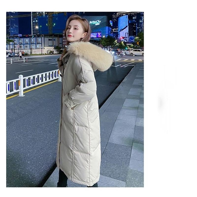 White Duck Down Jacket Women's Mid-length Fox Fur Large Fur Collar Loose Over The Knee Plus Down Thickened Women's Winter